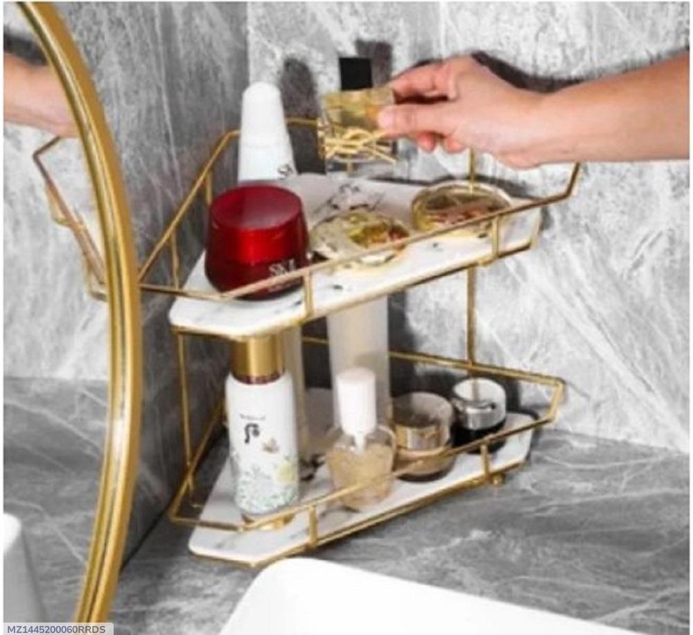 Metal Makeup Organizer with Double Layer Storage