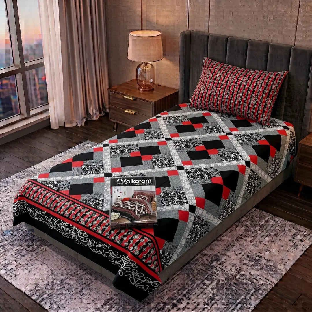 Exclusive 4 Pcs Cotton Salonica Printed Single Bedsheet