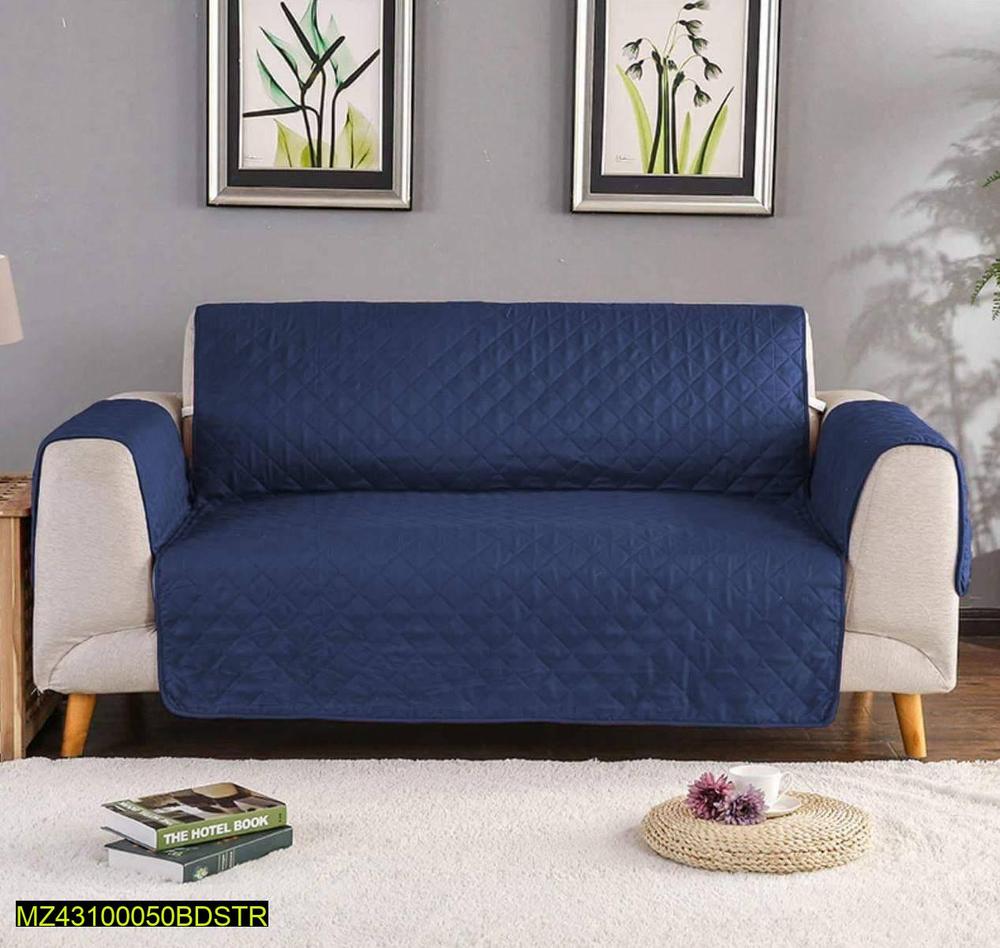 5 Seater Sofa Cover Blue Cotton Polyester