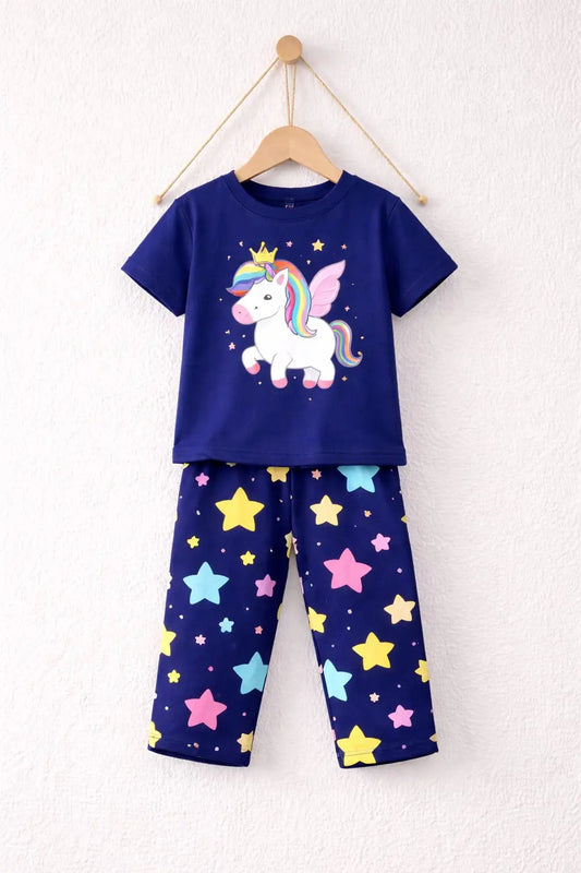 2 Pcs Boy's Stitched Jersey Printed Night Suit
