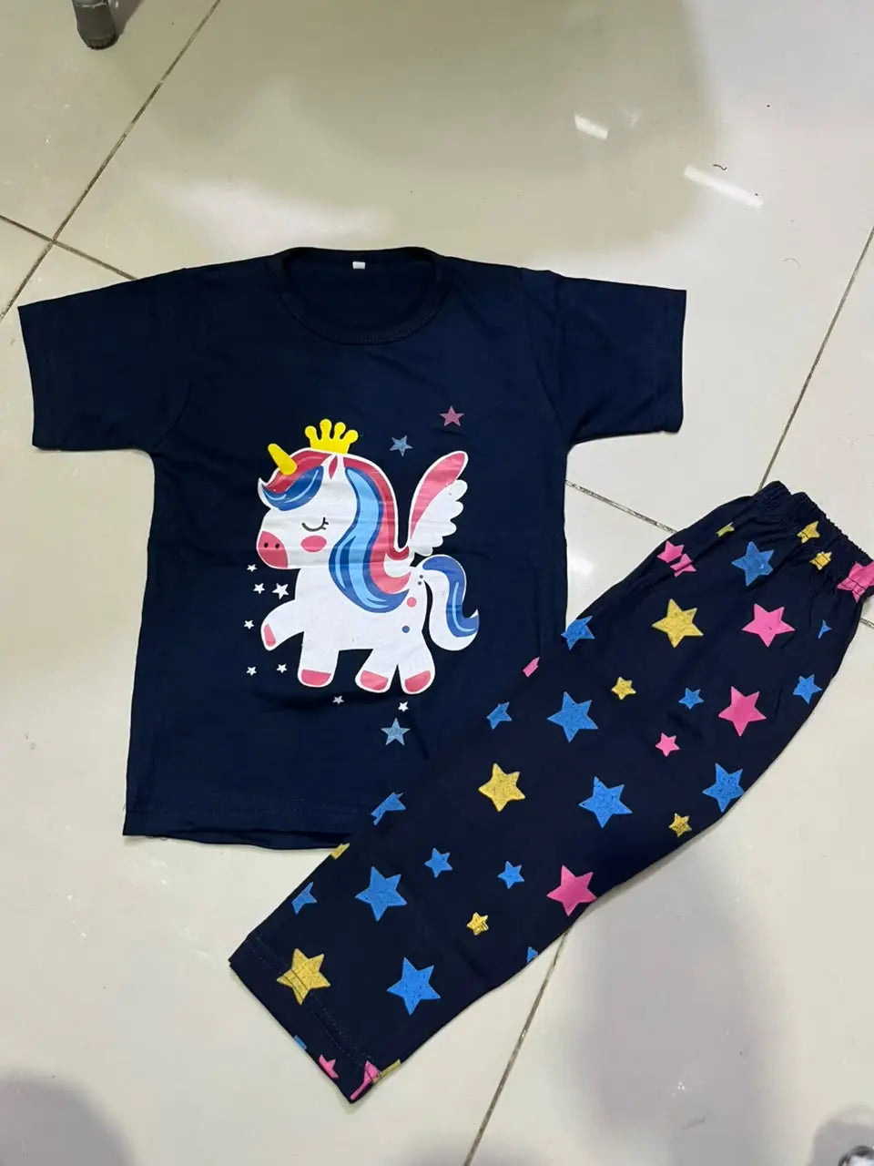 2 Pcs Boy's Stitched Jersey Printed Night Suit