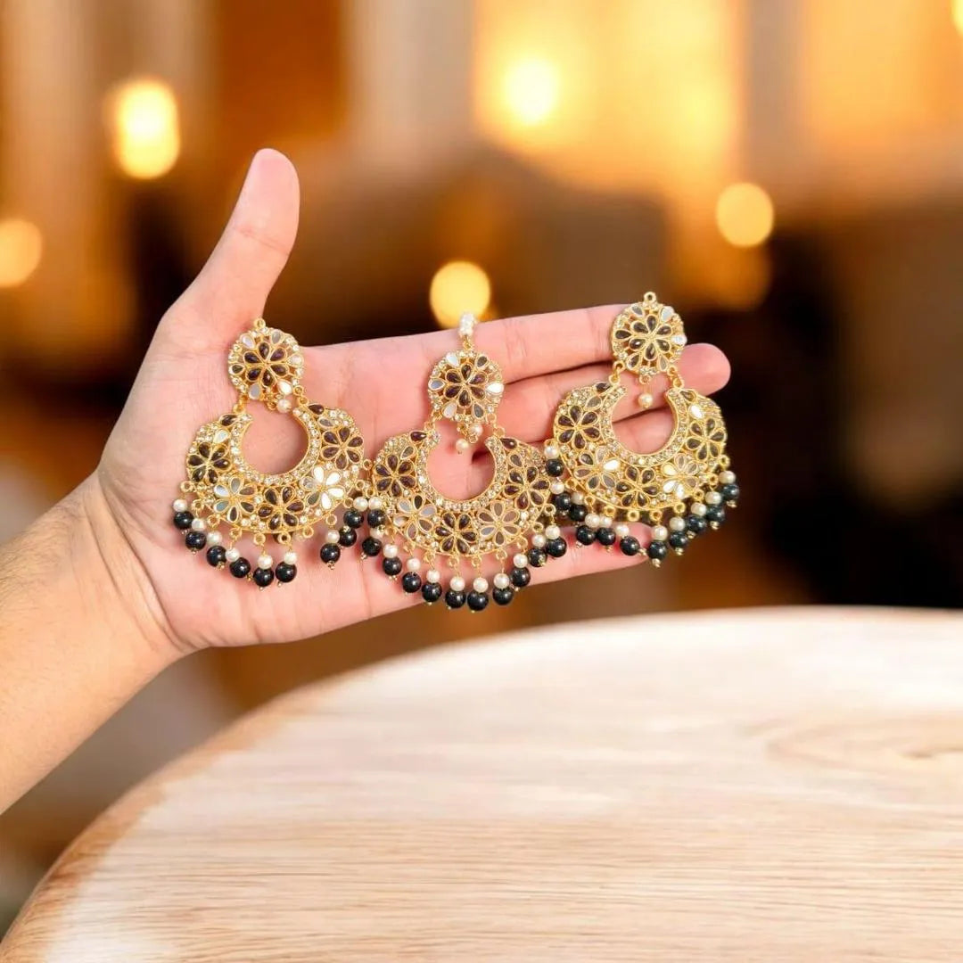 Bridal Gold Plated Crystal Earrings Set Orange Beads