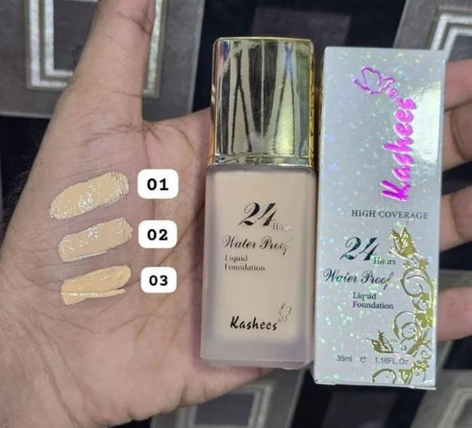 Waterproof Liquid Foundation 24H High Coverage Gold Cap