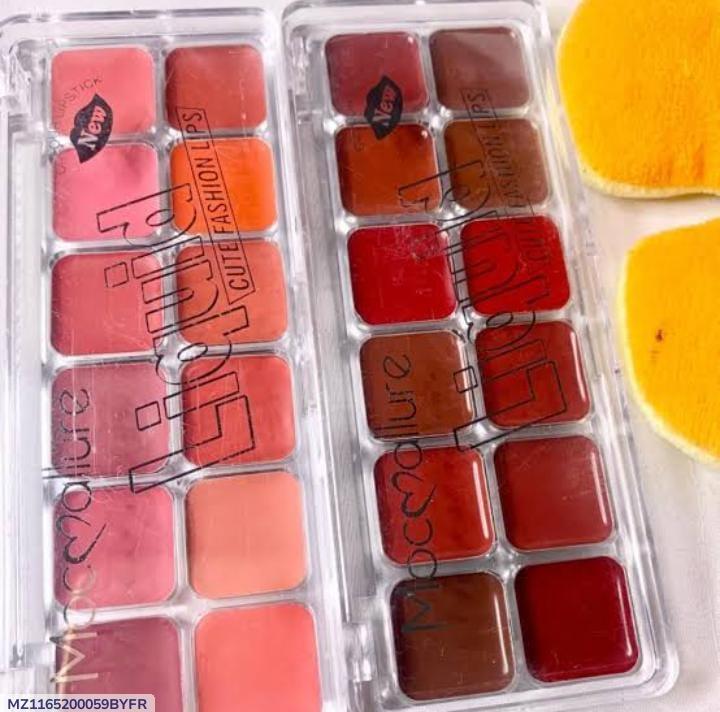 Moccollure 12 Shade Bold Coverage Lipstick Blush Palette