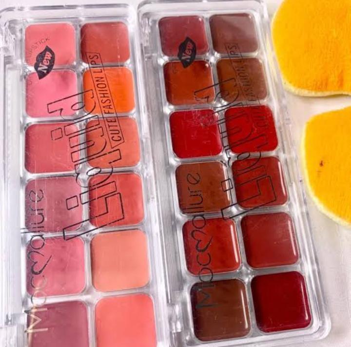Moccollure 12 Shade Bold Coverage Lipstick Blush Palette