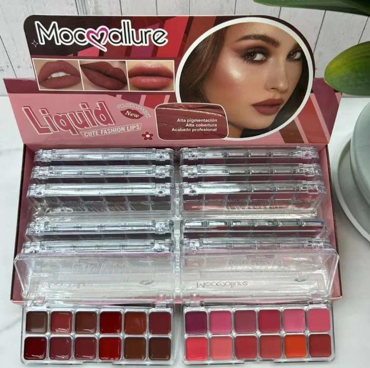 Moccollure 12 Shade Bold Coverage Lipstick Blush Palette