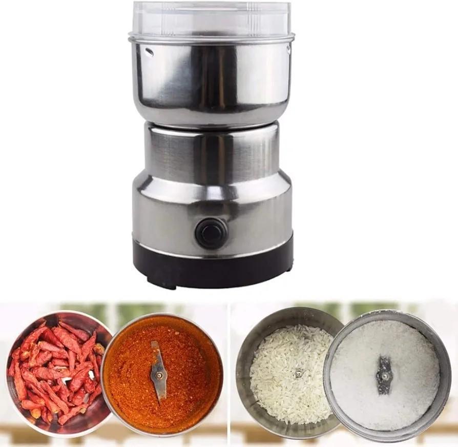 Electric Spice Grinder Stainless Steel Silver Kitchen