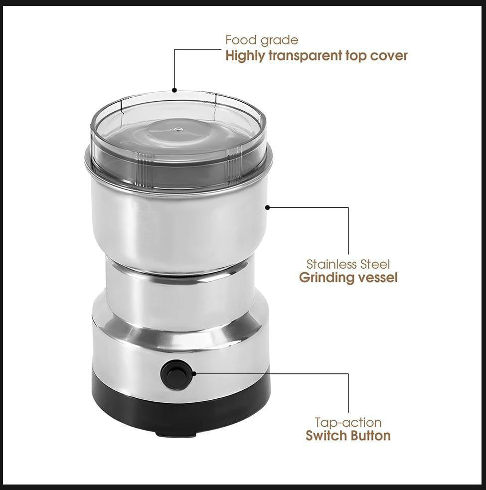 Electric Spice Grinder Stainless Steel Silver Kitchen