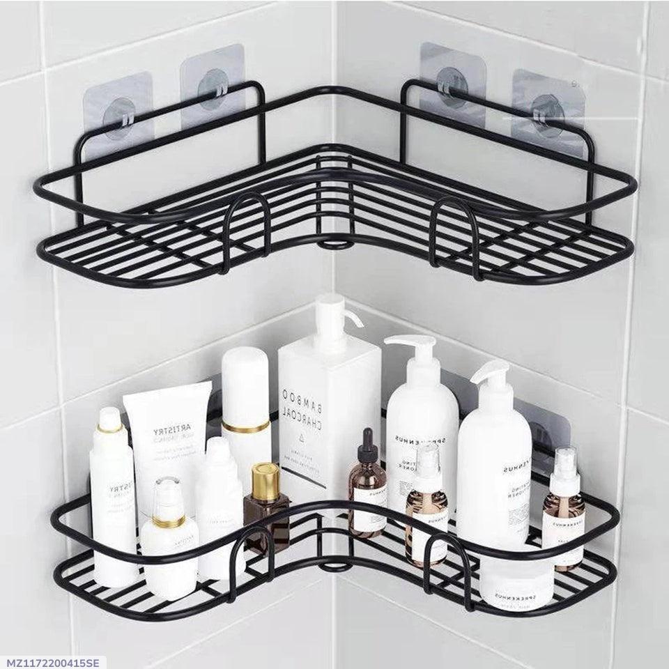 Stainless Steel Corner Bathroom Shelf Black