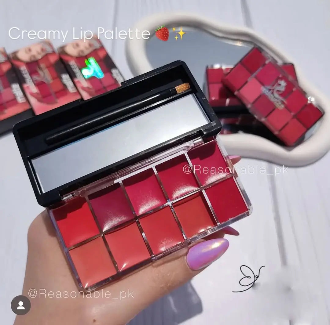 10 In 1 Creamy Lipstick/Blush Palette