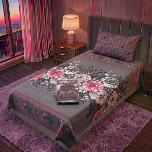 Exclusive 4 Pcs Cotton Salonica Printed Single Bedsheet