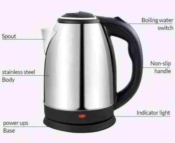 Cordless Electric Kettle Stainless Steel 2L Black