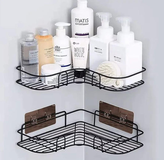Corner Bathroom Shelf Stainless Steel Black 360°