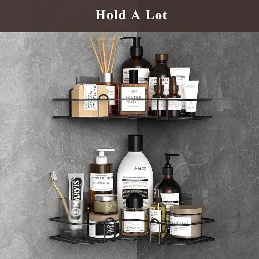 Corner Bathroom Shelf Stainless Steel Black 360°