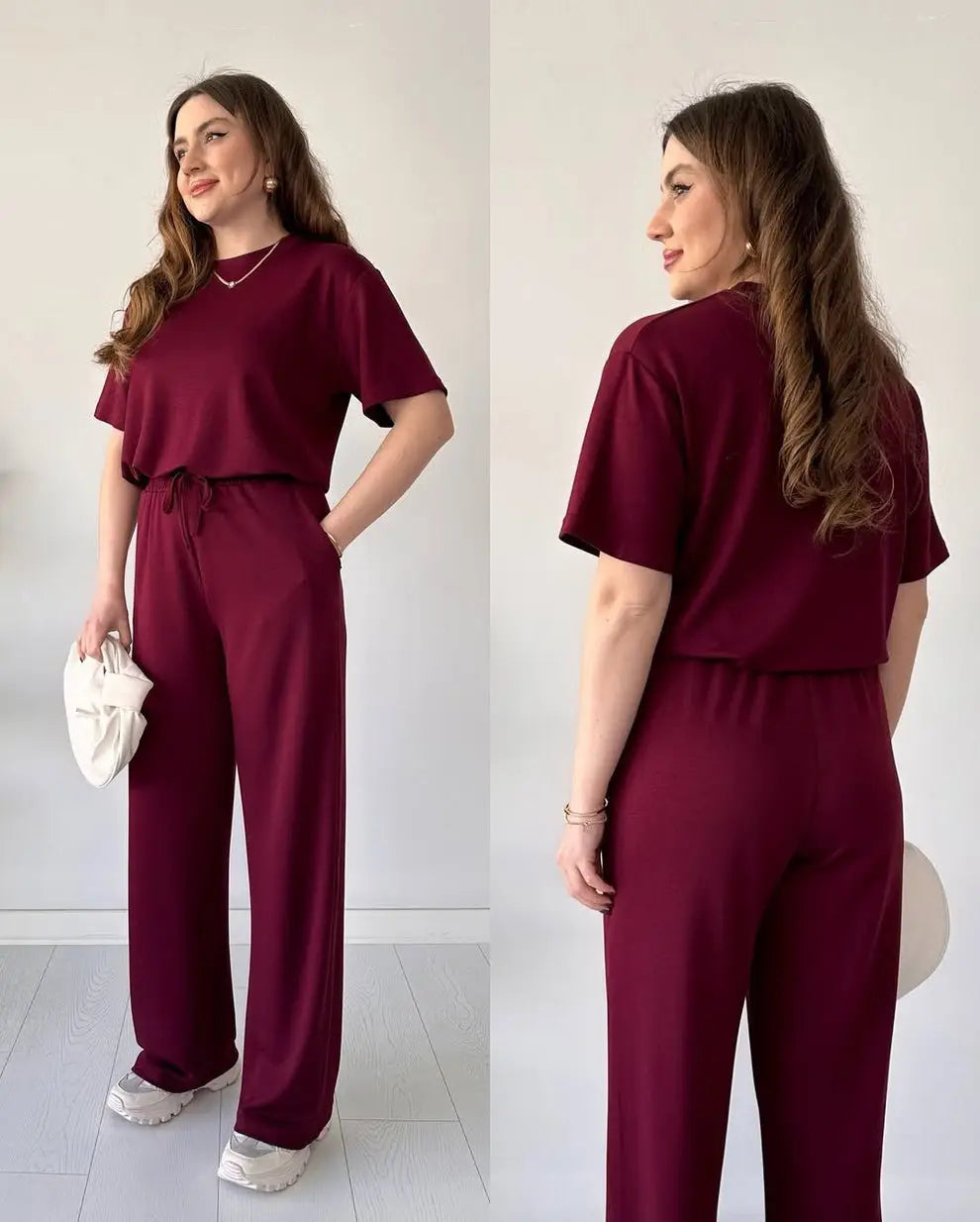2 Pcs Women's Stitched Cotton Jersey Plain Night Suit