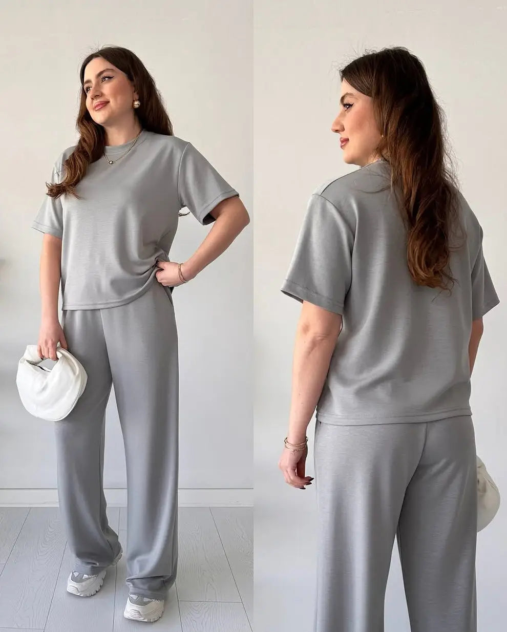 2 Pcs Women's Stitched Cotton Jersey Plain Night Suit