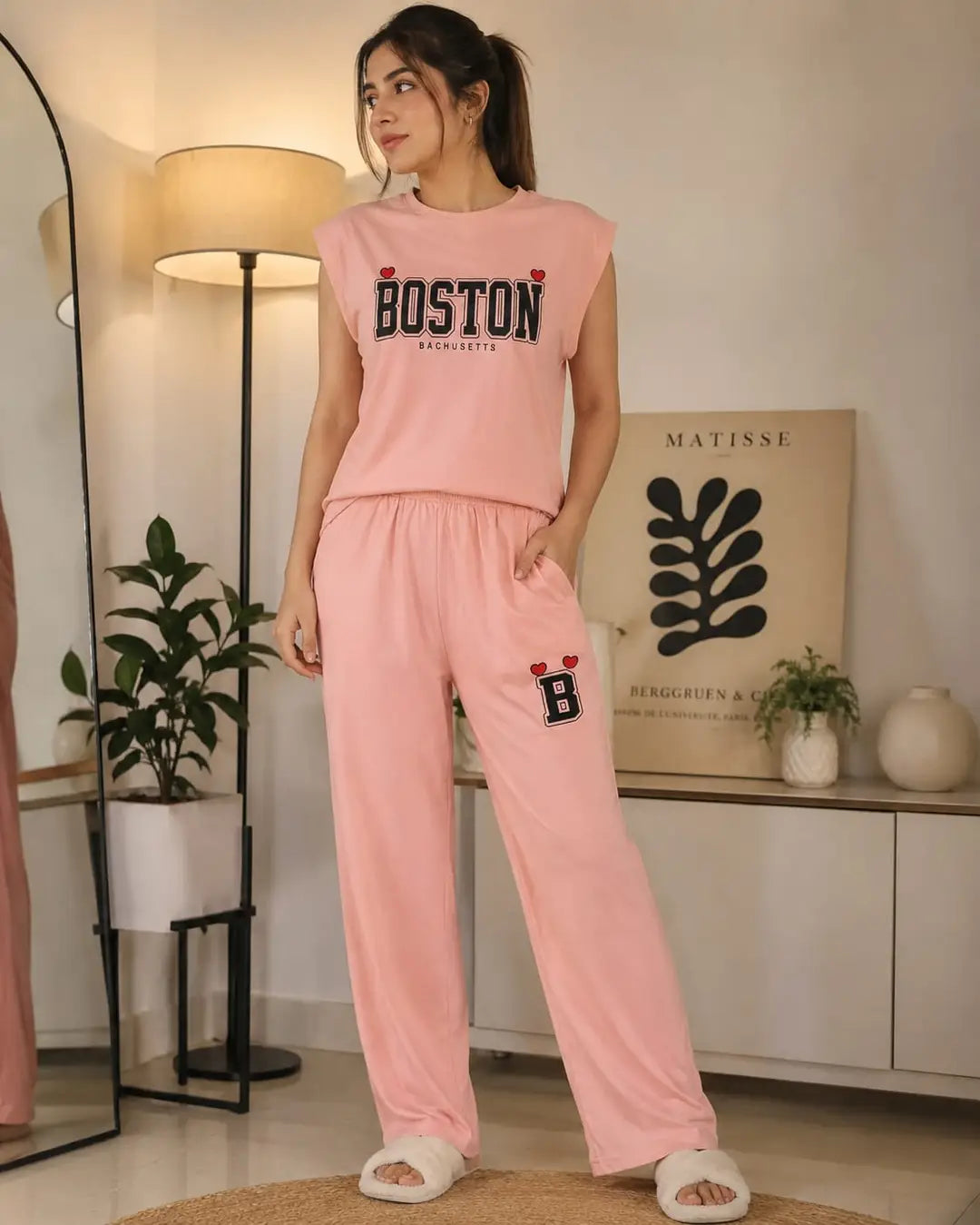 2 Pcs Women's Stitched Jersey Printed Night Suit