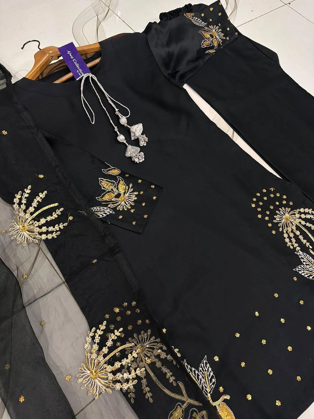 Silver/Golden Heavy Sequence Embroidery 3Pcs Set