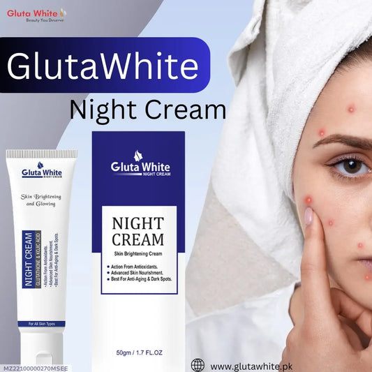 Gluta White Night Cream for Brightening Skin 50gm Anti-Aging