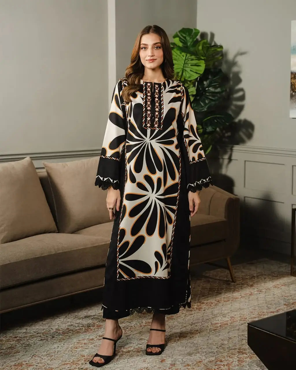 Printed Shirt and Trouser Set - 2 Pcs for Women