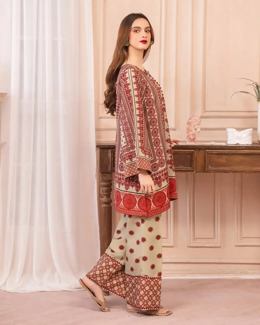 Stylish Printed Shirt and Trouser Set - 2 Pcs
