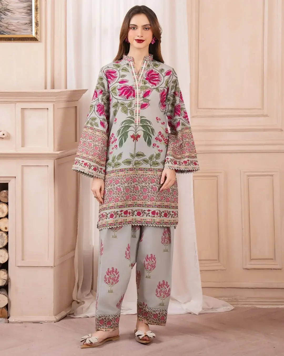 Stylish Printed Suit - 2 Pcs Shirt and Trouser for Women