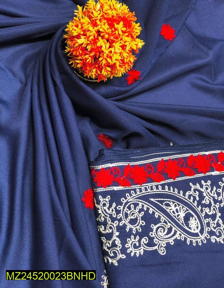Women Swiss Lawn Embroidered Shawl Navy Red White Paisley