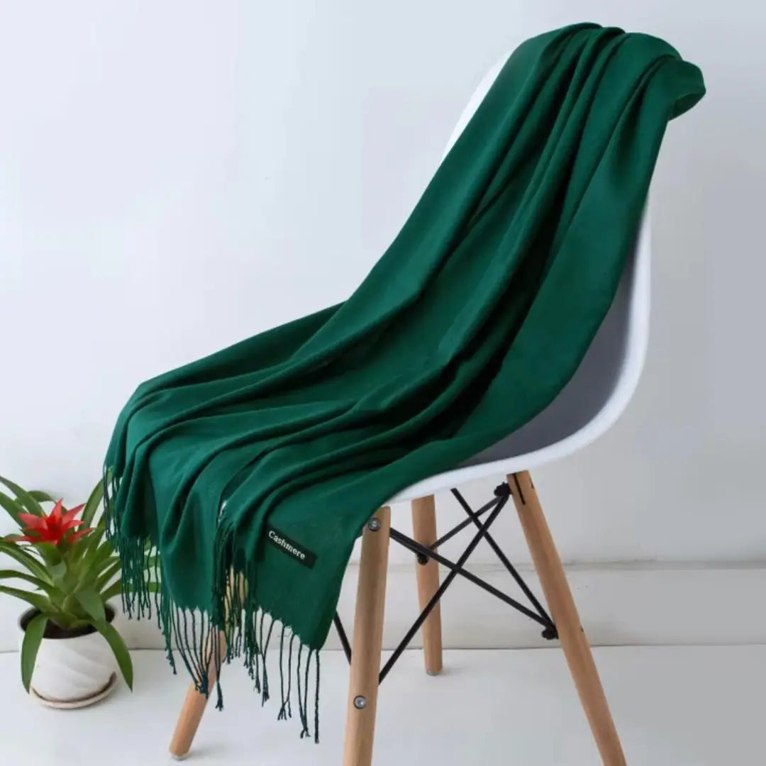 Women's Cashmere Plain Shawl ( Green )