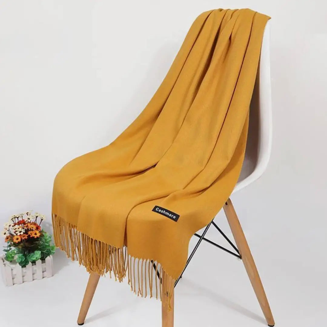 Women's Cashmere Plain Shawl ( yellow )
