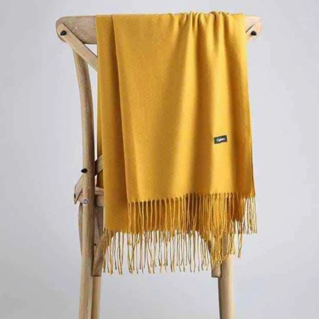 Women's Cashmere Plain Shawl ( yellow )