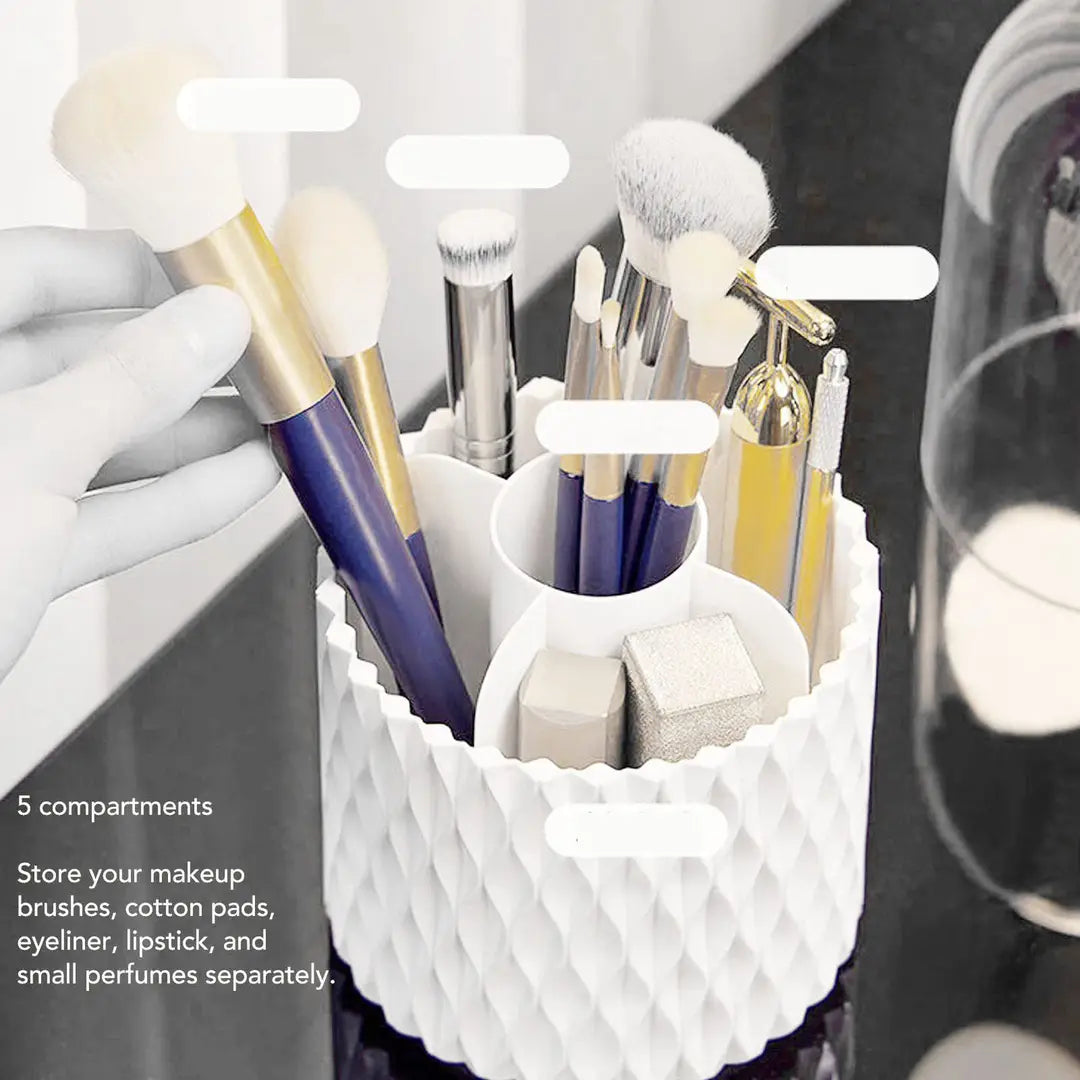 360° Rotating Makeup Brush Organizer