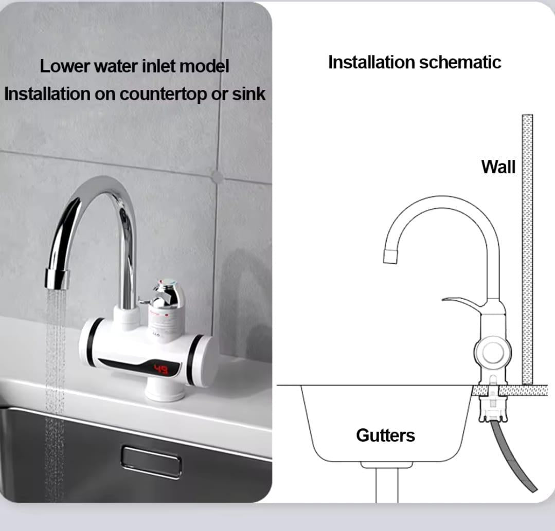 Instant 360° Electric Water Heating Tap Silver