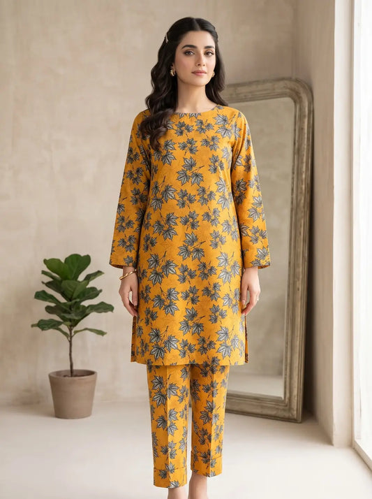 2 Pcs Women's Unstitched Printed Suit