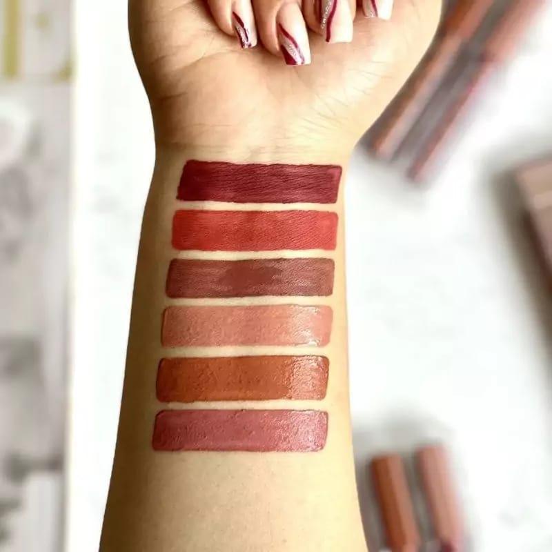 Matte Lip Gloss Pack of 6 Long Lasting Nude Shades