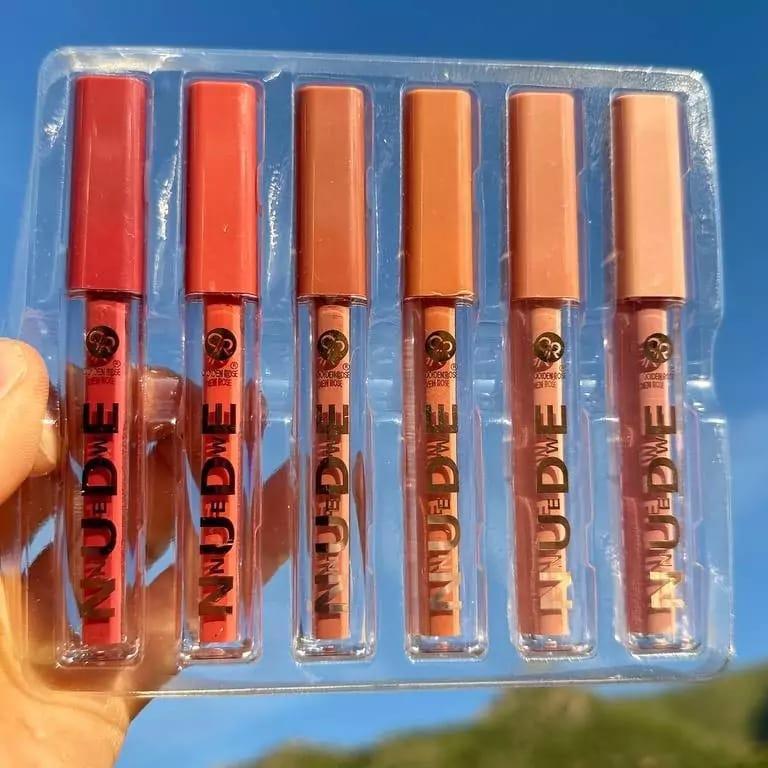 Matte Lip Gloss Pack of 6 Long Lasting Nude Shades