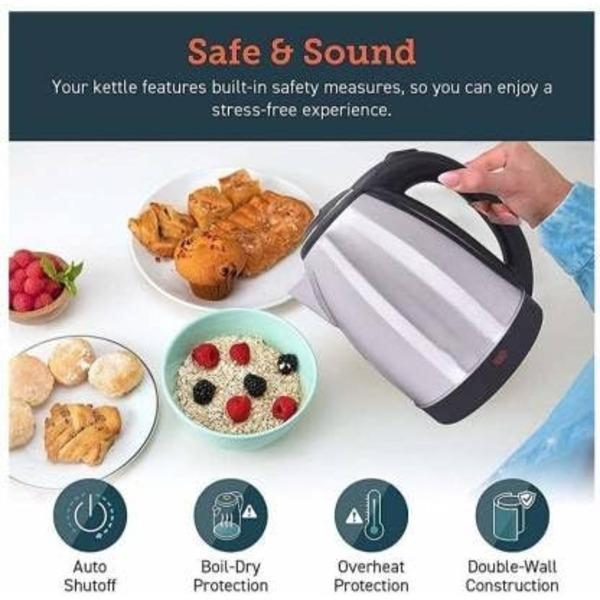 Stainless Steel Electric Kettle Black Handle Fast Boil