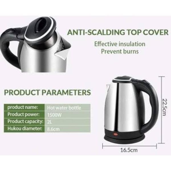 Stainless Steel Electric Kettle Fast Boil Silver Black Handle