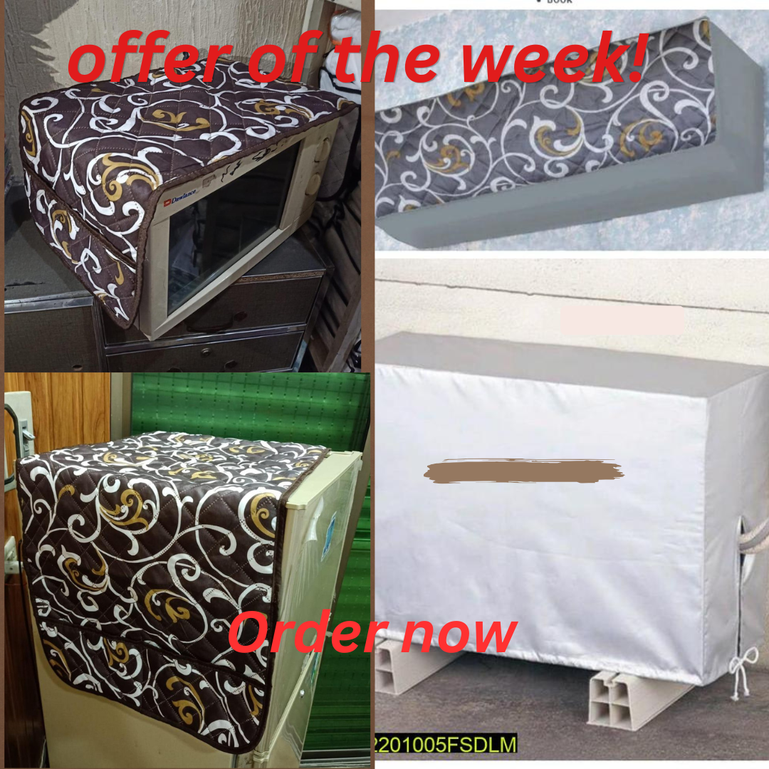 Premium 3-in-1 Cotton Quilted Home Appliance Cover Combo (AC + Microwave + Refrigerator)