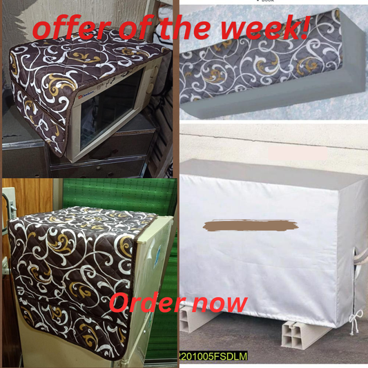 Premium 3-in-1 Cotton Quilted Home Appliance Cover Combo (AC + Microwave + Refrigerator)